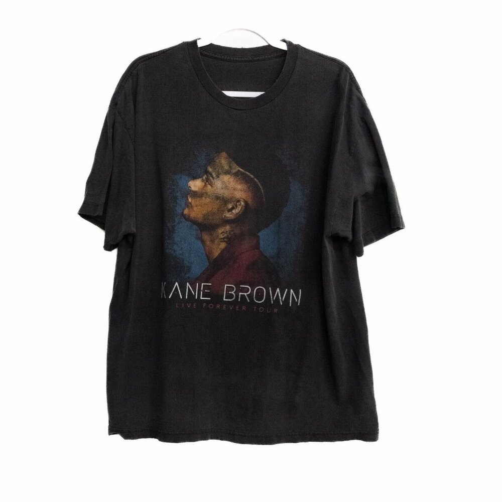 Kane Brown Mens Black Graphic Tee Live Forever Tour Pullover Short Sleeve XL